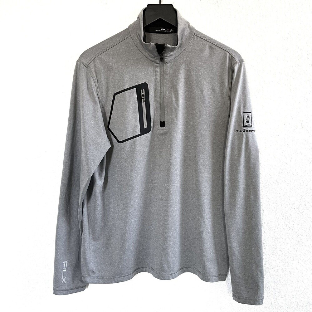 RLX Ralph Lauren Mens Golf Quarter Zip Sweatshirt Size M Grey